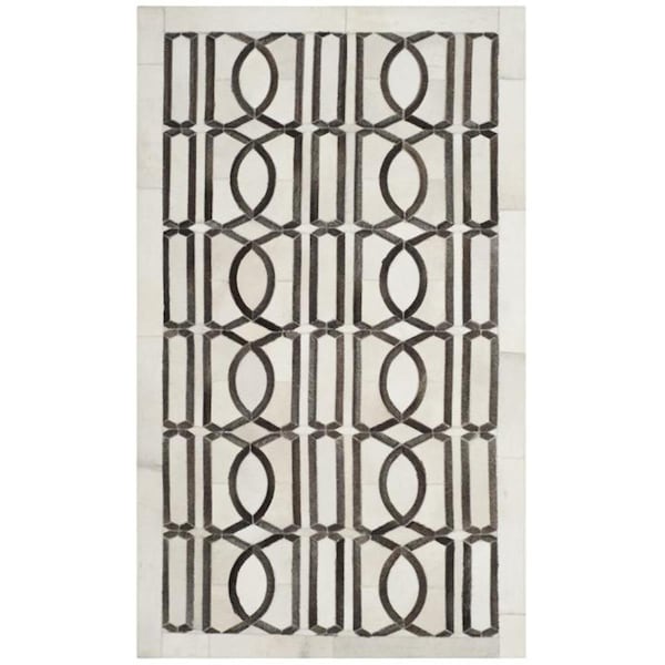Flowers First 4 x 6 ft. Studio Leather Hand Woven Area Rug Ivory & Grey - Small Rectangle FL2149535 - main